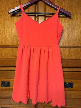 Soulmates Girl Coral Scalloped Skater Casual Mini Dress Sundress Summer